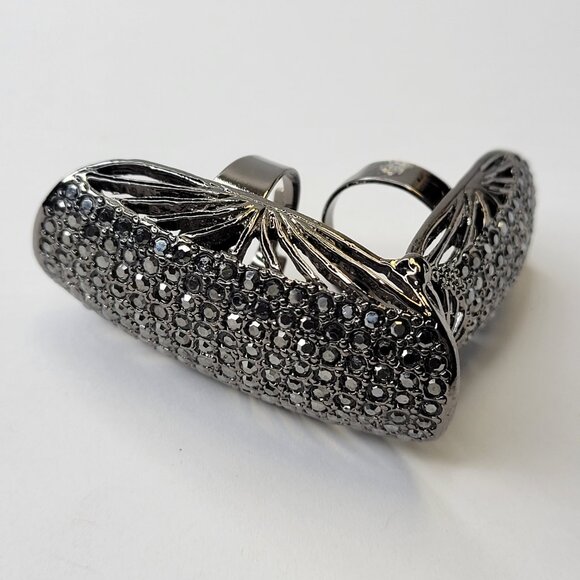 Flamboyant Designer type Knuckle Ring, Unique Knuckle Ring, Black diamond Ring - Picture 11 of 16